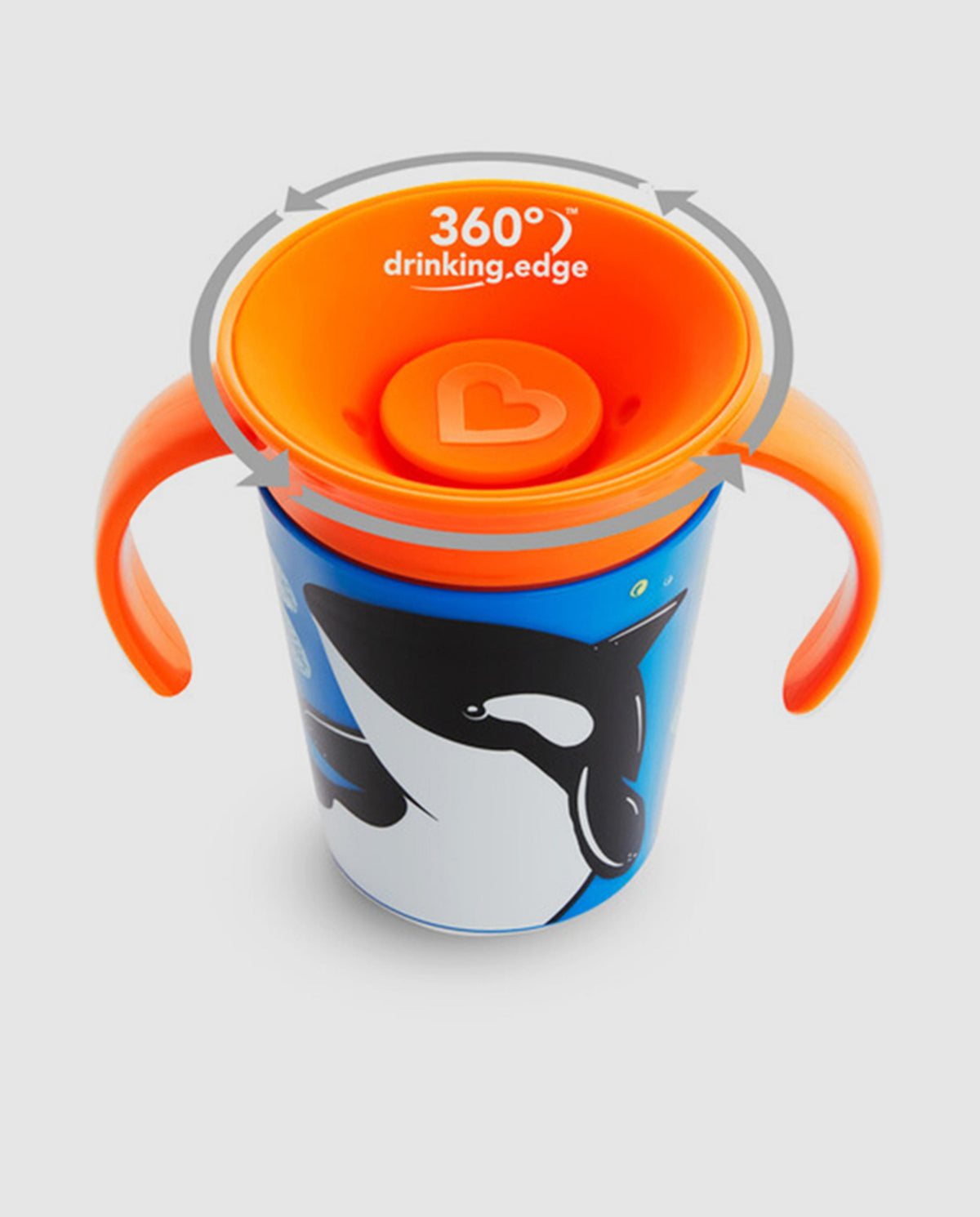 Vaso Munchkin con asas y piezas de la tapa separadas