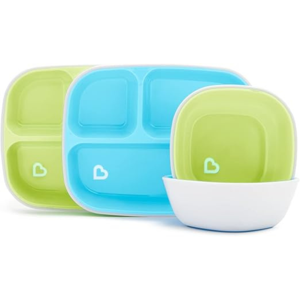 Pack de 4 piezas de vajilla infantil splash - azul y verde