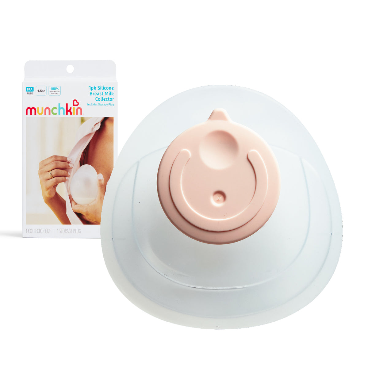 Copa recolectora de leche de silicona Munchkin con tapa rosa